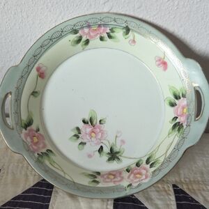 Floral Ceramic Plate with Handles